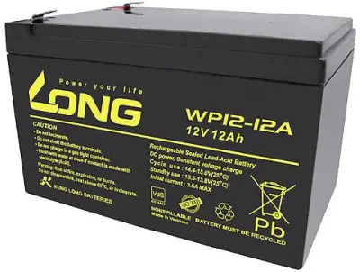 Long WP12-12A/F2 WP12-12A/F2 svinčeni akumulator 12 V 12 Ah svinčevo-koprenast (ŠxVxG) 151 x 98 x 98mm ploščati vtič, 6,35mm vds certifikacija, nizko