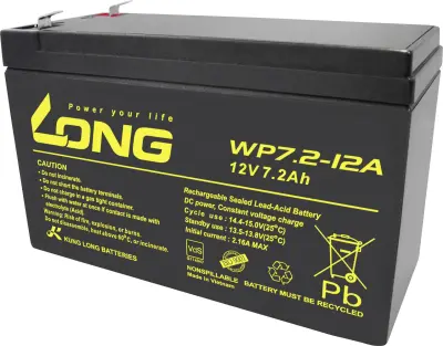 Long WP7.2-12A/F2 WP7.2-12A/F2 svinčeni akumulator 12 V 7.2 Ah svinčevo-koprenast (ŠxVxG) 151 x 102 x 65mm ploščati vtič, 6,35mm vds certifikacija, ni