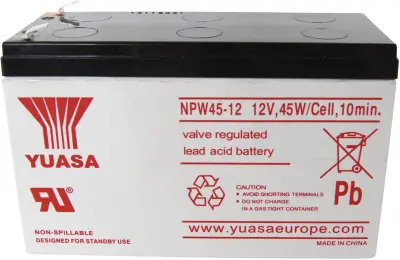 Svinčev akumulator 12 V 8.5 Ah Yuasa NPW45-12 NP45W/12 -Vlies (AGM) (ŠxVxG) 151 x 97.5 x 65 mm, ploski-vtič 6.35mm z nizko razelektritvijo, Wartungsfr