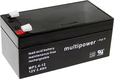multipower PB-12-3,4-4,8 MP3,4-12 svinčeni akumulator 12 V 3.4 Ah svinčevo-koprenast (ŠxVxG) 134 x 66.5 x 67mm ploščati vtič 4,8mm brez vzdrževanja, n