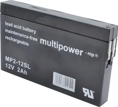 multipower MP2-12SL MP2-12SL svinčeni akumulator 12 V 2 Ah svinčevo-koprenast (ŠxVxG) 148 x 90 x 20mm ploščati vtič 4,8mm brez vzdrževanja, nizko samo
