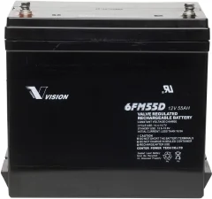 Vision Akkus 6FM55DX 6FM55DX svinčeni akumulator 12 V 55 Ah svinčevo-koprenast (Š x V x G) 239 x 210 x 132 mm M6-vijačni priklop brez vzdrževanja\, obstojnostni cikel