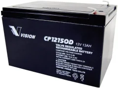 Vision Akkus CP12150D CP12150D svinčeni akumulator 12 V 13 Ah svinčevo-koprenast (Š x V x G) 151 x 101 x 98 mm ploščati vtič\, 6\,35 mm brez vzdrževanja\, obstojnostni cikel Svinčev akumulat