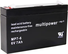 multipower PB-6-7-4\,8 MP7-6 svinčeni akumulator 6 V 7 Ah svinčevo-koprenast (Š x V x G) 151 x 100 x 34 mm ploščati vtič 4\,8 mm brez vzdrževanja\, nizko samopraznjenje