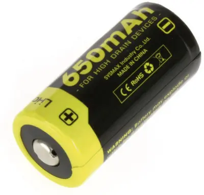 NiteCore 16340 Li-Ion akumulator 650 mAh za žepno svetilko NL166