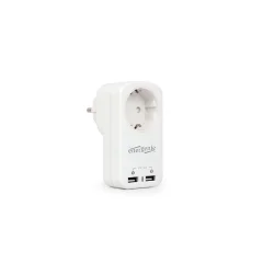 Zaščitna vtičnica z dvema USB vhodoma, bela