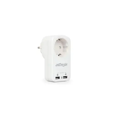 Zaščitna vtičnica z dvema USB vhodoma, bela