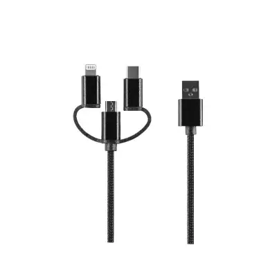 Kabel Setty 3v1 Lightning + USB-C + microUSB 1m