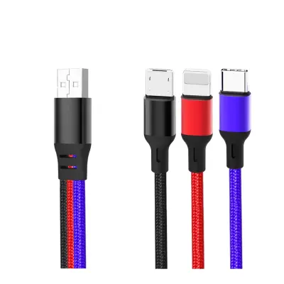 Kabel XO NB143 3v1 Lightning + USB-C + microUSB 1,2m 2,4A