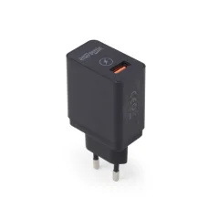 Polnilni adapter 1x USB QC3.0, črn