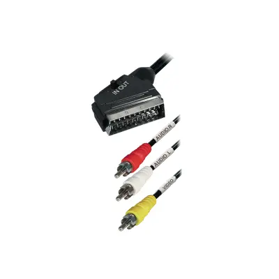 SCART / 3x RCA kabel s stikalom 1,5m