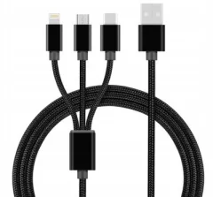 USB kabel Micro USB, TYPE-C USB, Lightning za polnjenje mobilnih naprav 3v1 2A 1m