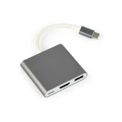 Adapter USB-C 3-in-1, USB-C, HDMI, USB-A temno siv