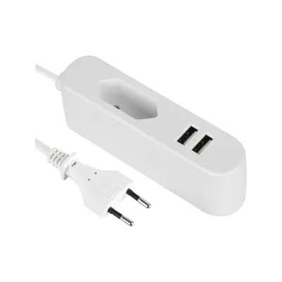 Električni podaljšek 1,4m z 2x USB polnilnima priključkoma