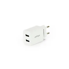 Napajalni adapter 2x USB, 2.1 A, bel