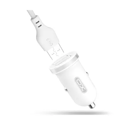 Polnilec za avto XO TZ08 2x USB 2,1A bel+ kabel USB-C