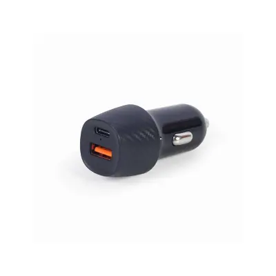 Polnilec za avto Gembird 1xUSB-A QC3.0, 1xUSB-C PD 18W