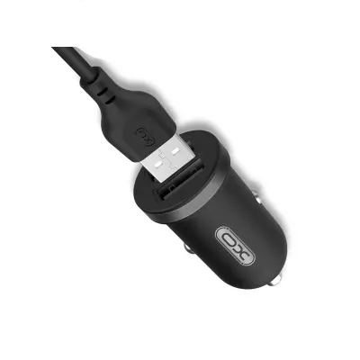 Polnilec za avto XO TZ08 2x USB 2,1A črn + kabel USB-C