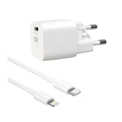 Polnilec za telefon XO CE01B PD 20W 1xUSB-C + Lightning 8-pin kabel