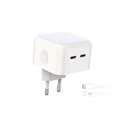 Polnilec za telefon XO L102 2x USB-C PD 35W + kabel 8-pin Lightning