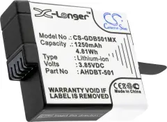 CS Cameron Sino GDB501MX akumulatorska kamera  Nadomešča originalno baterijo (kamera) 3661169\, AABAT-001\, AHDBT-501 3.85 V 1250 mAh
