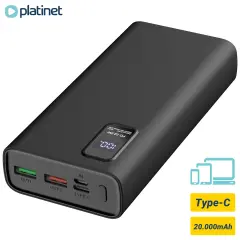 PLATINET 20.000mAh, Li-Polymer, Quick Charge 3.0, Power Delivery 3.0, LED prikazovalnik, Type-C, Power Bank črn