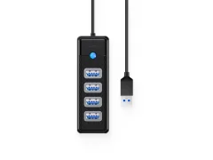 USB hub s 4 vhodi, USB 3.0, 0.15m, črn, ORICO PW4U-U3-015