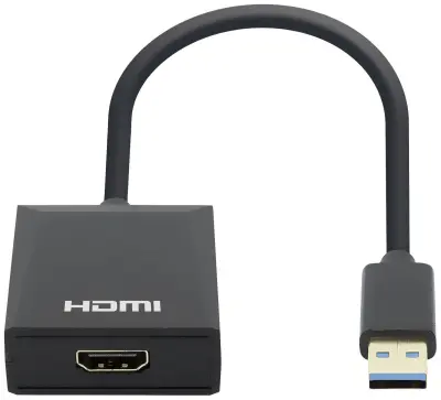 Manhattan 1080p USB-A v HDMI Adapter pretvornik z USB 3.2 Gen 1 Tip A moški v HDMI ženski 1080p@60Hz črna Manhattan USB 3.0 adapter [1x USB 3.2 gen. 1