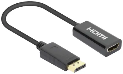 Manhattan 4K@60Hz Active DisplayPort na HDMI Adapter DisplayPort moški na HDMI ženski kabelski adapter s črnim ključem Manhattan 153713 DisplayPort ad