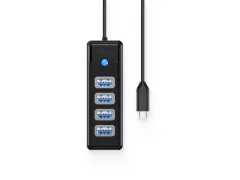 USB-C hub s 4-vhodi, USB 3.0, 0.15m, črn, ORICO PW4U-C3-015