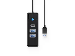 USB hub s 3 vhodi, 2x USB-A, 1x USB-C, USB 3.0, 0.15m, črn ORICO PWC2U-U3-015 USB HUB