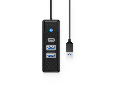 USB hub s 3 vhodi, 2x USB-A, 1x USB-C, USB 3.0, 0.15m, črn ORICO PWC2U-U3-015 USB HUB
