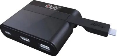 club3D CSV-1534 USB/HDMI adapter [1x moški konektor USB-C - 1x ženski konektor HDMI, ženski konektor USB-C, ženski konektor USB 2.0 tipa a] črna 0.05