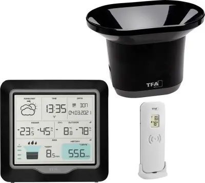 TFA Dostmann RAIN PRO 35.1160.01 digitalna brezžična vremenska postaja Napoved za 12 do 24 ur Maks. število senzorjev 3