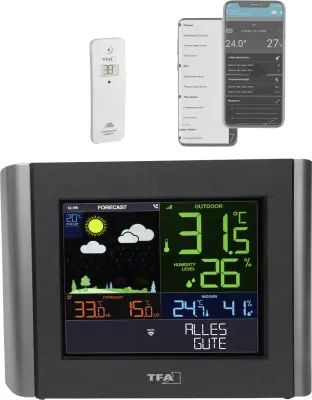TFA Dostmann VIEW METEO 35.8000.01 WLAN-vremenska postaja Napoved za 12 ur Maks. število senzorjev 1