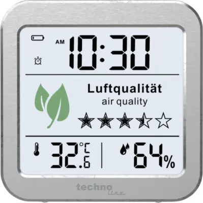 WL1020 Nadzor kakovosti zraka za spremljanje kakovosti zraka, prikaz temperature, prikaz vlažnosti, alarm v primeru slabe kakovosti zraka Techno Line