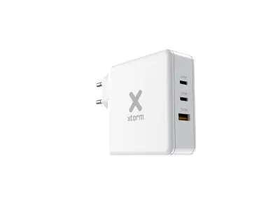Xtorm 140 W omrežni polnilnik, 2x USB-C Power Delivery 3.1 USB 3.0, GAN Volt Technology - bel