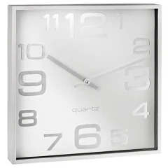 ALCO Stenska ura, kvadratna, bela srebrn okvir