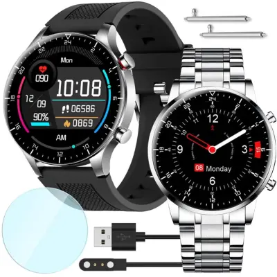 HD LCD moška pametna ura silikonska in kovinska zapestnica Android in iOS NY19