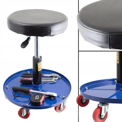 Usnjen premični delavniški stol z nastavitvijo višine 135kg