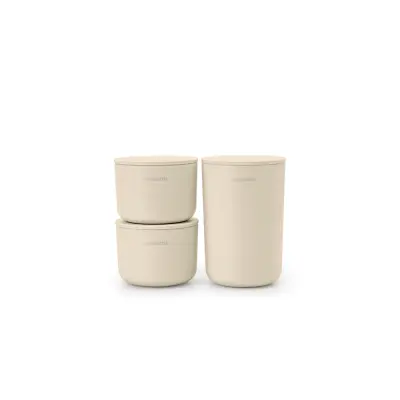 BRABANTIA set 3 lončkov za kopalnico bež