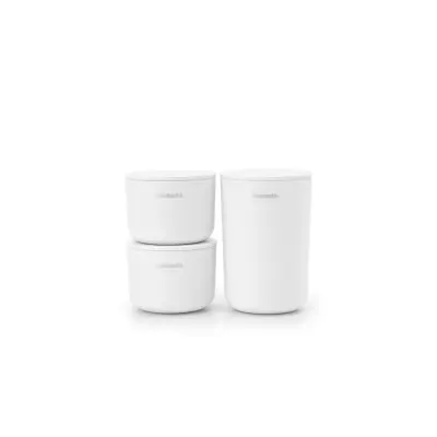 BRABANTIA set 3 lončkov za kopalnico bel