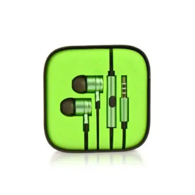 Kovinske stereo slušalke z mikrofonom in tipkami zelene