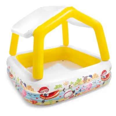 vidaXL Napihljiv bazen s streho 157x157x122 cm