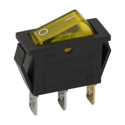 Preklopno vgradno stikalo OFF/ON 16A 250V rumena osvetlitev