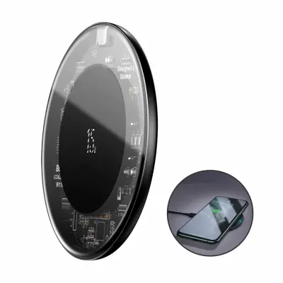 Baseus polnilec brezžični hitri QI 15W simple transparent WXJK-BA02