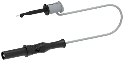 Preskusni kabel s preskusno sponko za kavelj SMD na varnostni bananasti vtič Ø4 mm, dolžine 10 cm, črn Electro PJP 6035-PRO-M10-CD1-N merilni vod 10 c