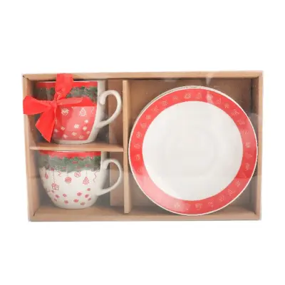 Set skodelic za čaj Christmas 220ml / 26x16xh9cm / 2 kos / porcelan