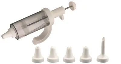 Set dekorativna brizgalka s 5 nastavki / bela / pvc