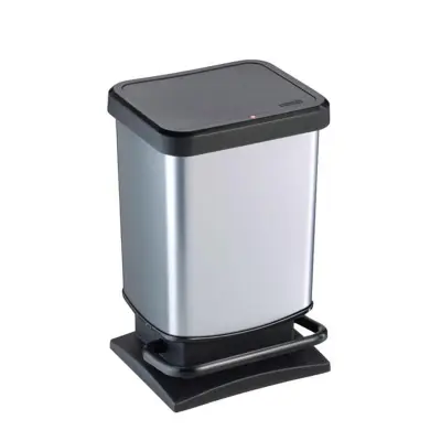 Koš za smeti s pedalko Paso 20l / 29,3x26,6x45,7cm / srebrna, črna/ pvc